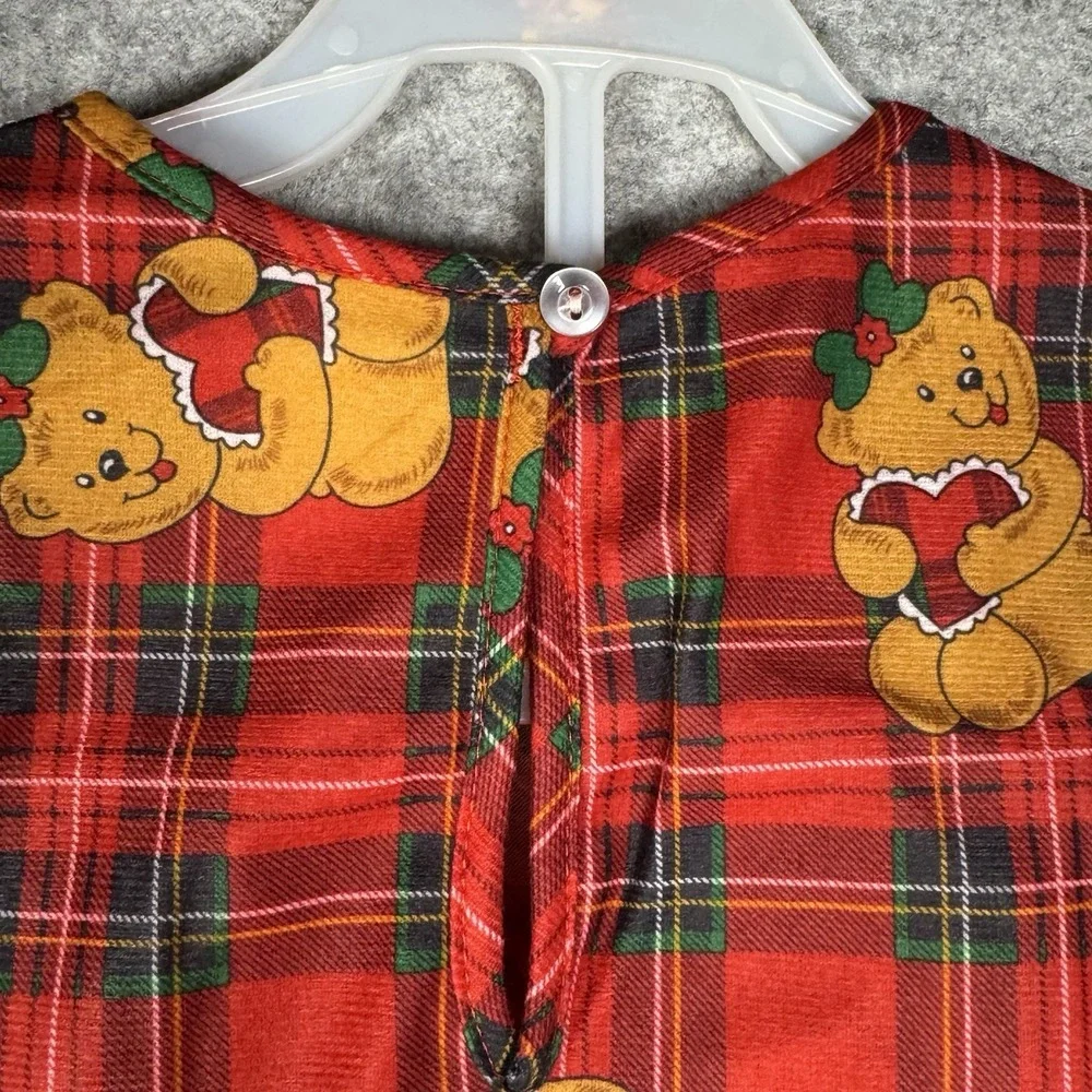 Vintage 80s Candlesticks Girls Size 6 Christmas Pajamas NWT Teddy Bear Plaid USA